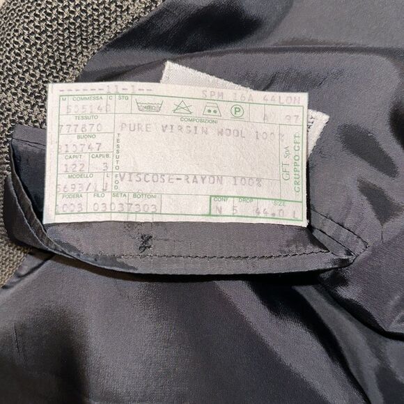 MANI SAKS 44L Brown Plaid Mini Houndstooth Pure Virgin Wool Blazer Jacket - Picture 13 of 15